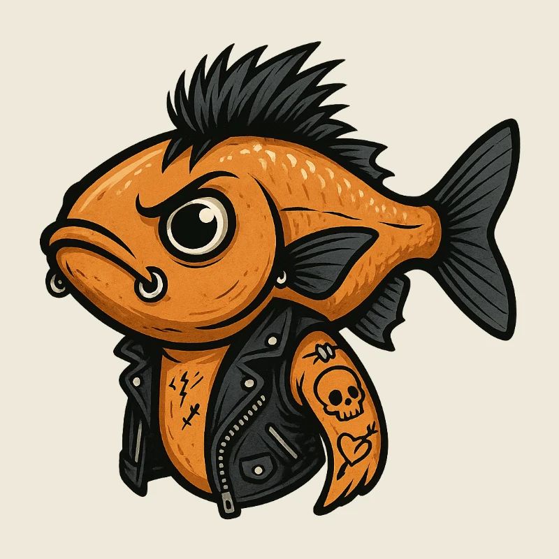 Fish Punk Illustration Rice Field Rocker