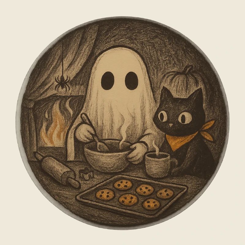 Le fantôme cuisine des biscuits dans la maison câline