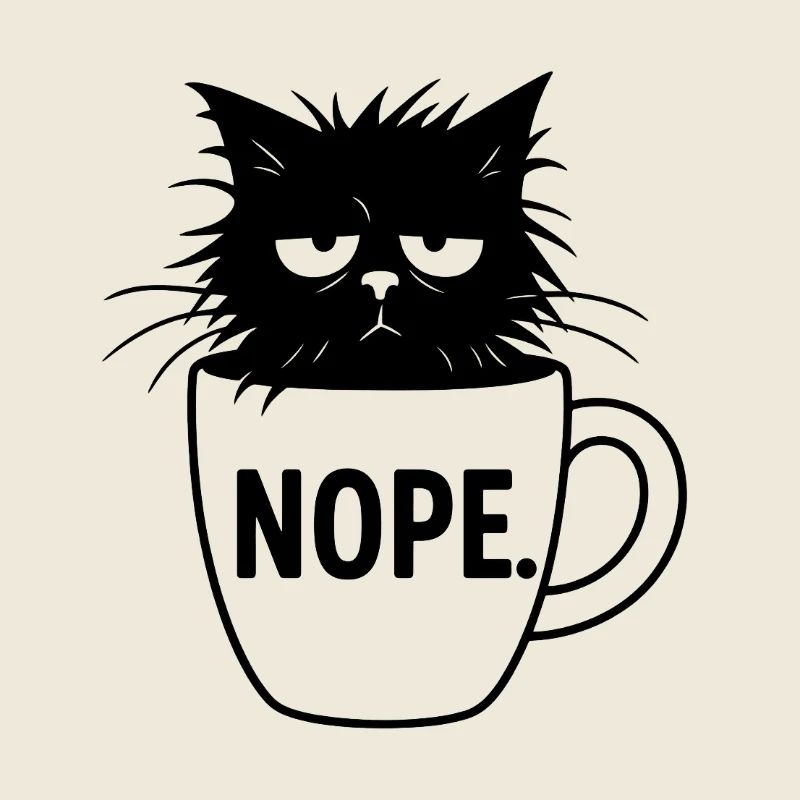 Nope Cat Coffee Sarcasm