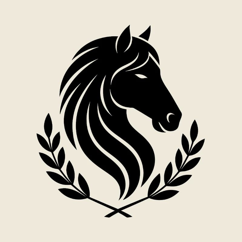 Horse Head Leaf Wreath Silhouette