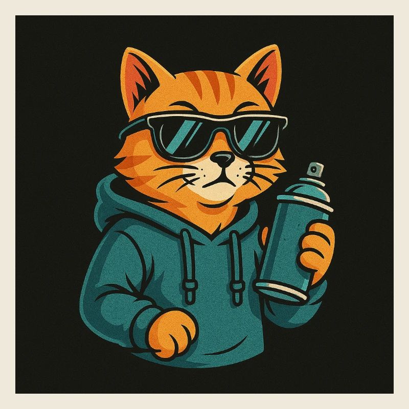 Graffiti Katze Hoodie Sprühdose