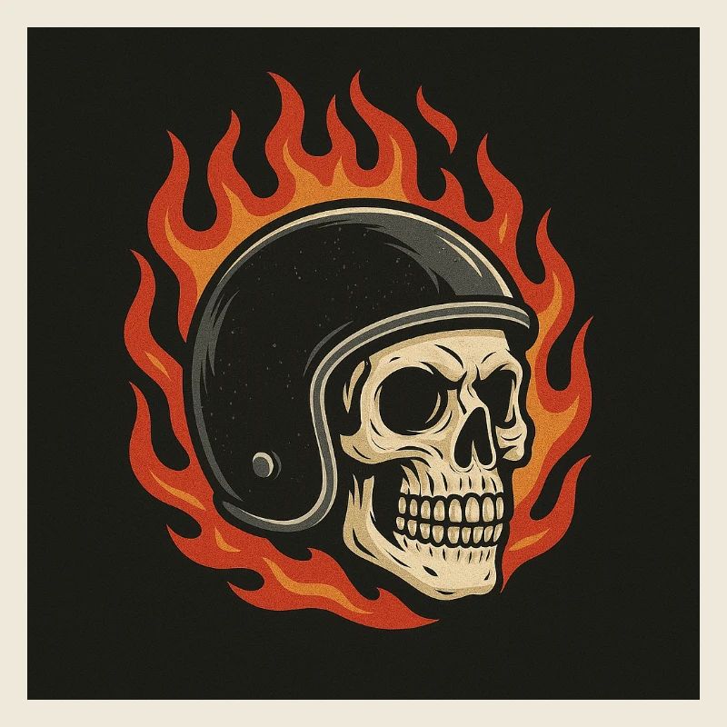 Flammen-Totenkopf mit Helm