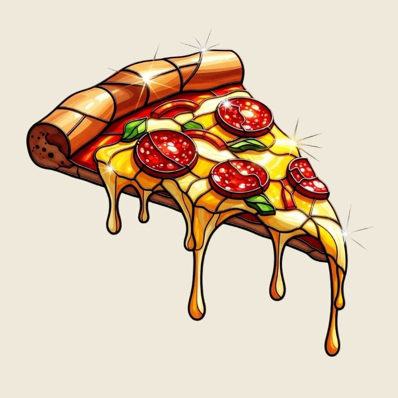 Glänzende Salami-Pizza mit Basilikum