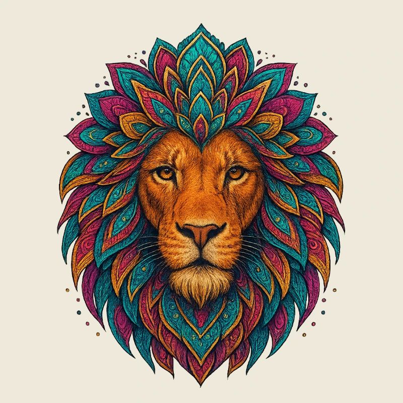 Mandala lion – colorful head