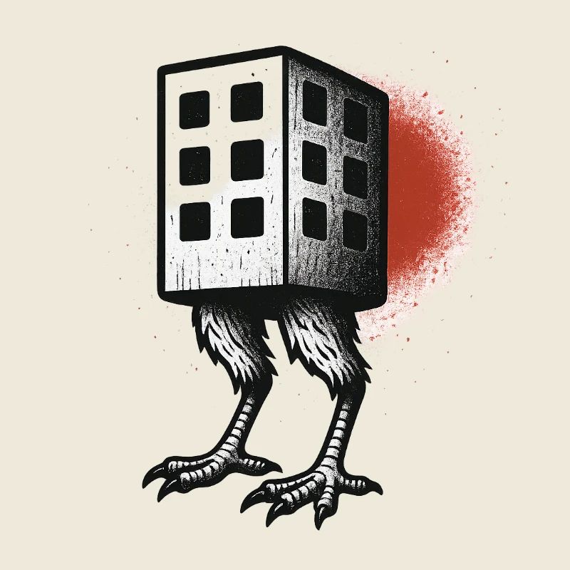 Bâtiment cubique avec pieds