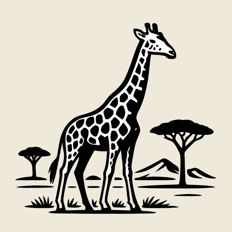 Giraffe silhouette in savannah look