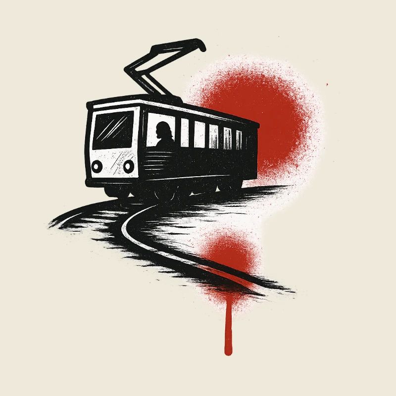 Tram sur la traînée rouge