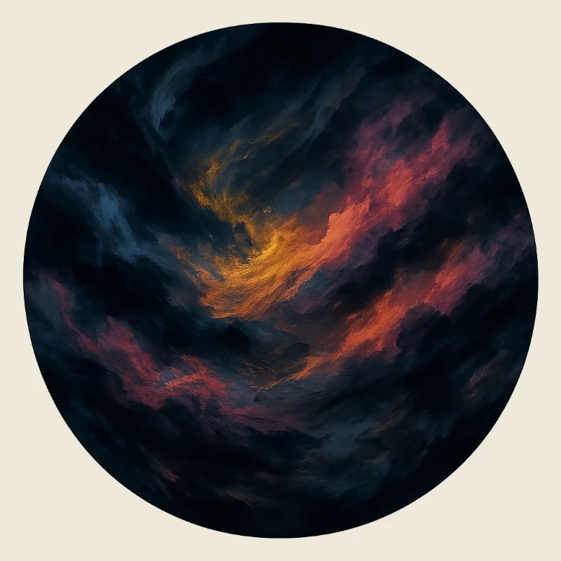 Orange night swirling sky