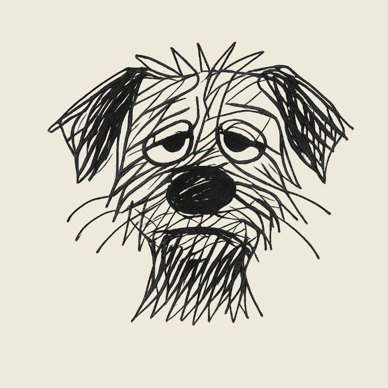 Sketch Dog Portrait Exhausted