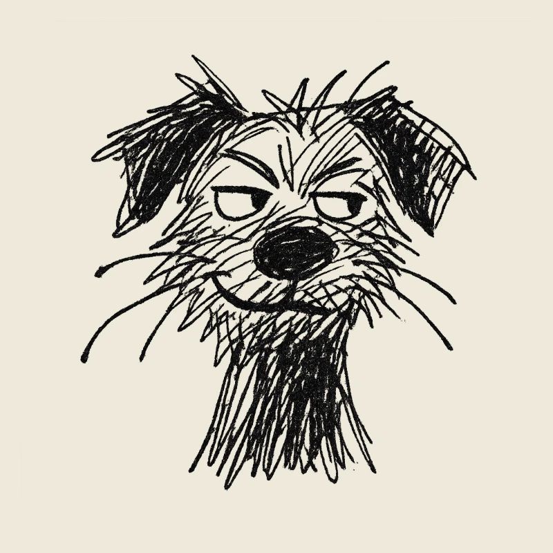 Sketch Dog Portrait Mischievous