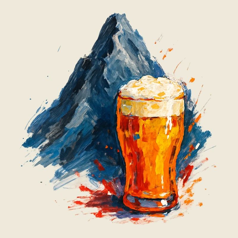 Bier und Bergpanorama