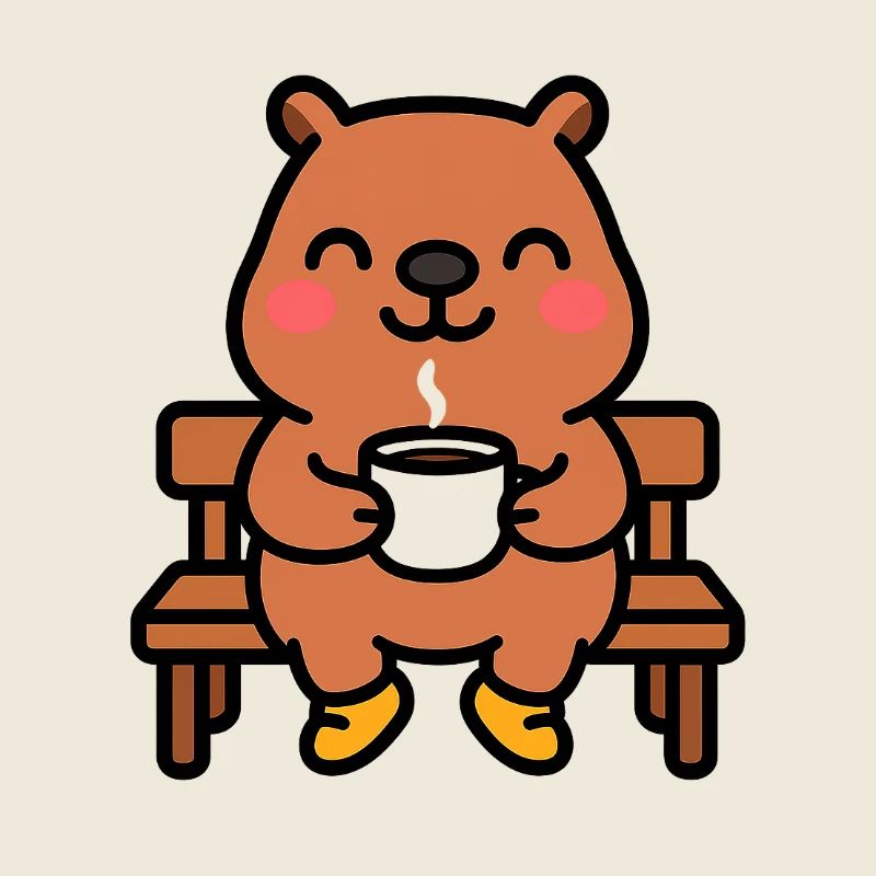 Capybara auf einer Kaffeebank