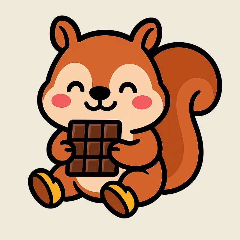 Squirrel with chocolate bar