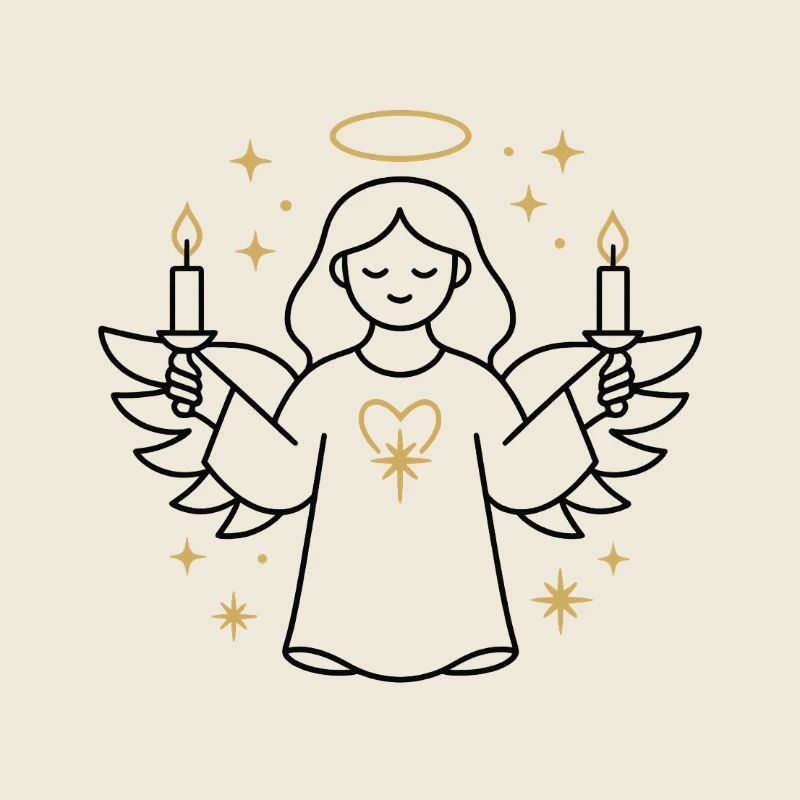 Engel mit Kerzen und Goldenem Herz