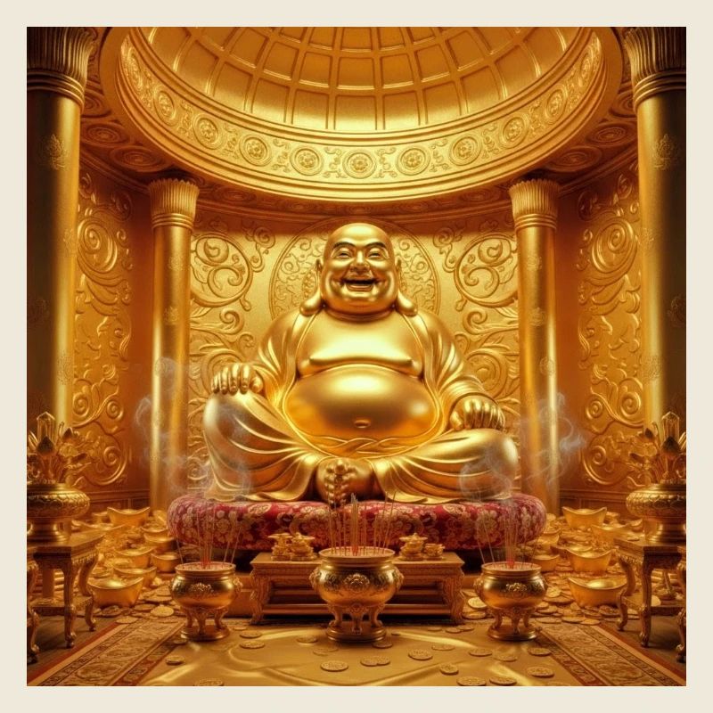 Scène du temple du Bouddha doré