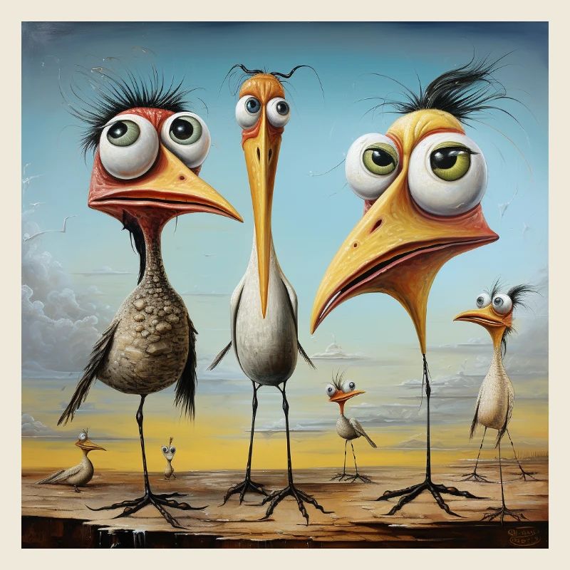 Lively flock of birds on the beach