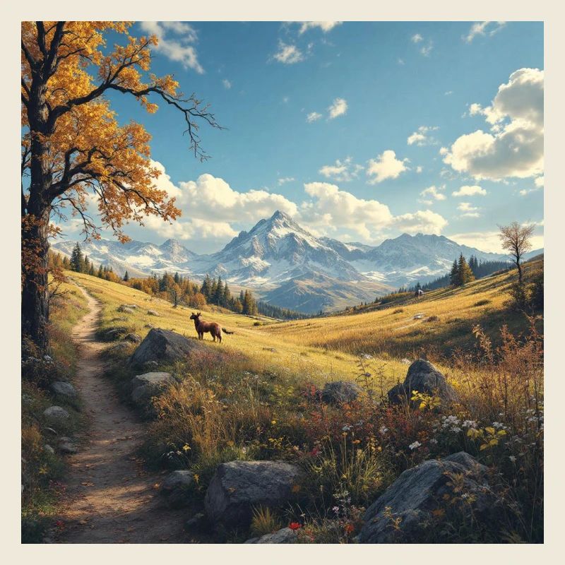 Sentier alpin dans la lumière d’automne