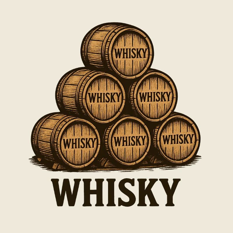 Fûts de whisky empilés – Style vintage