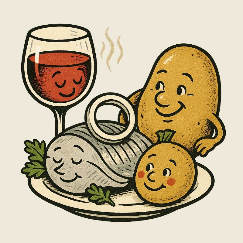 Selödka (herring pickled) wine and jacket potato