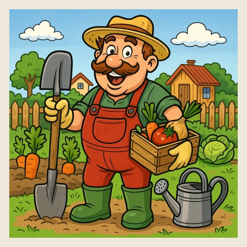 Fermier avec panier de récolte