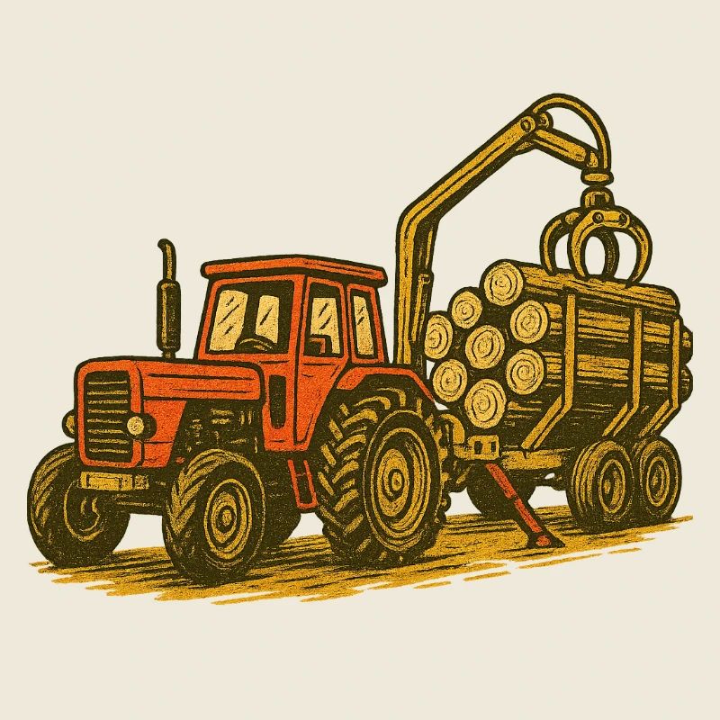 Forsttraktor mit Holzlast