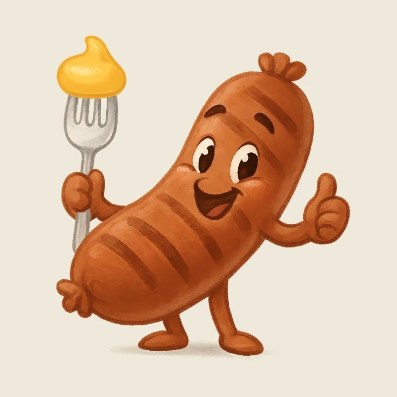 Würstchen mit Senf Cartoon