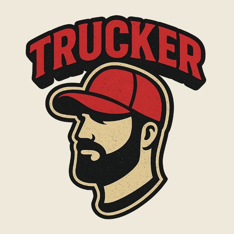 Tête de camionneur avec casquette rouge