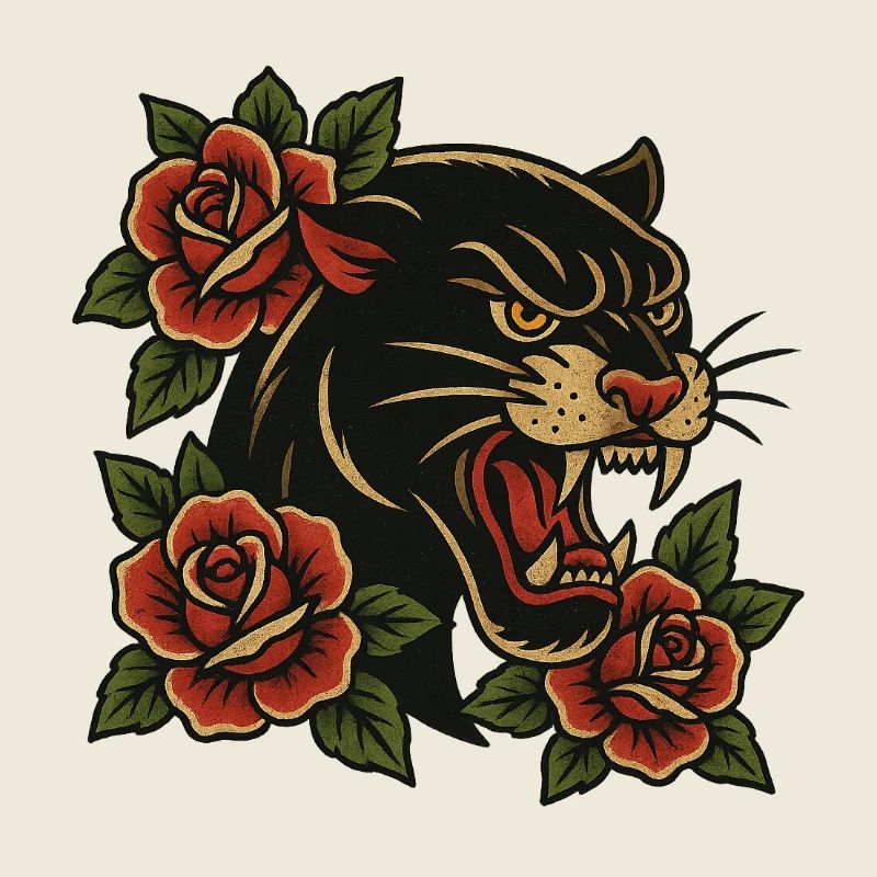 Tiger mit Rosen