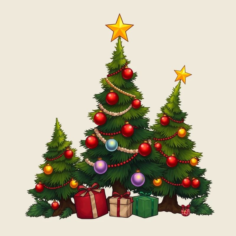 Festliche Tannen mit Geschenken