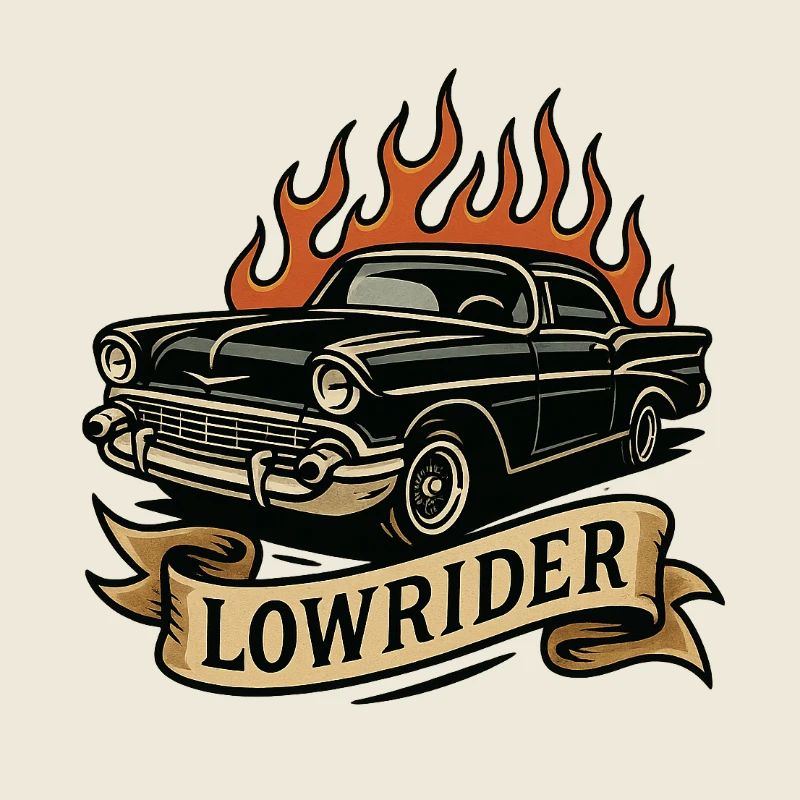 Flame Lowrider Vintage Car