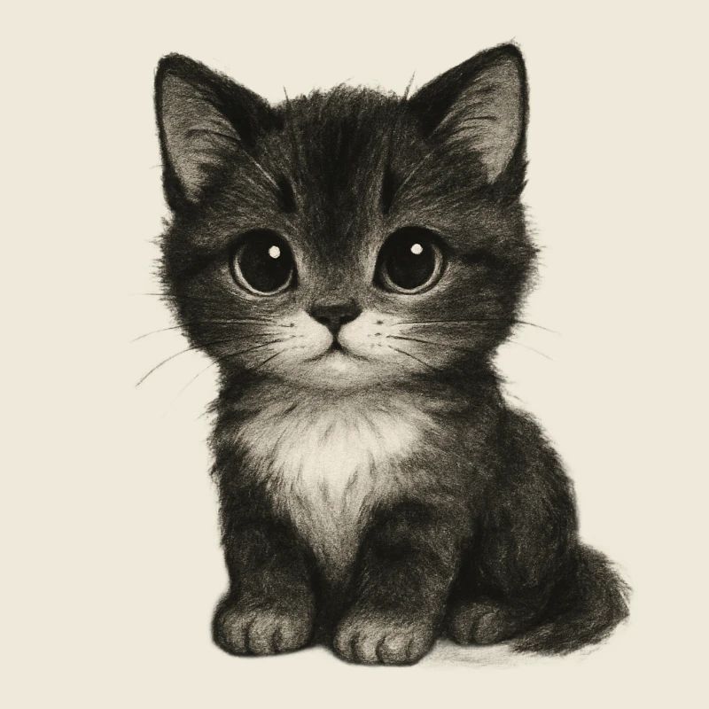 Cute kitten in cute drawing