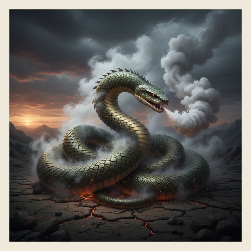 Serpent dans le champ de lave