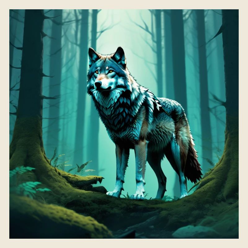 Loup des bois dans la forêt de nuages