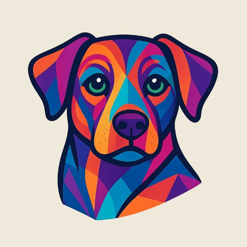 Portrait géométrique coloré de chien