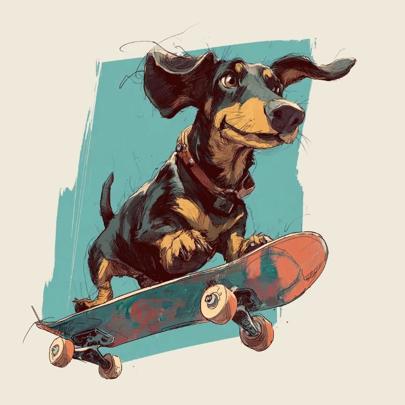 Skateboard-Dackel