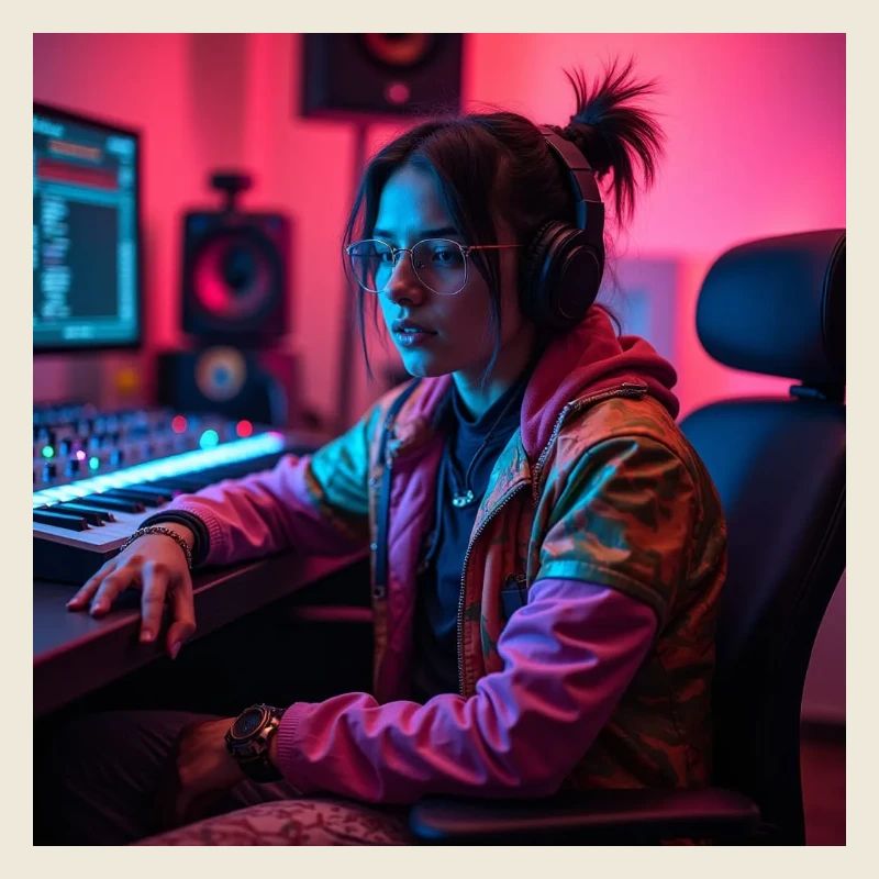 Cyber Neon Producer in the Studio