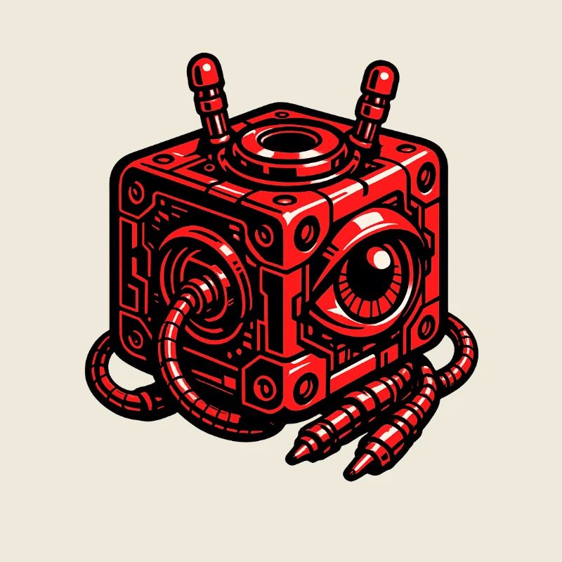 Robot cube rouge avec œil