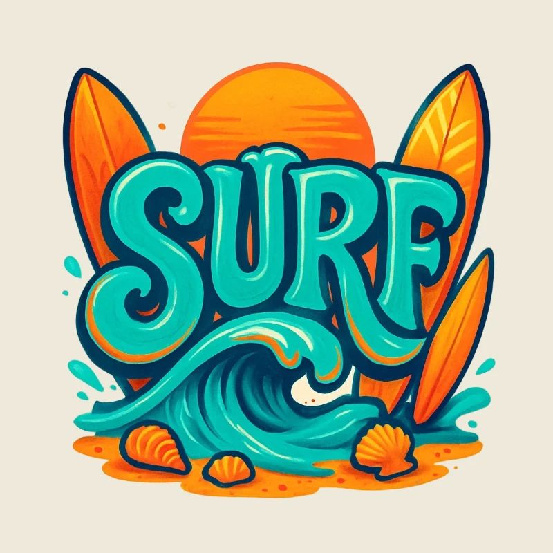 Sunset Surf Wortkunst