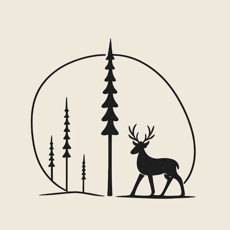 Hirschsilhouette im Waldkreis geschenkidee