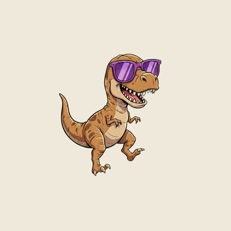 Dino mit lila Sonnenbrille