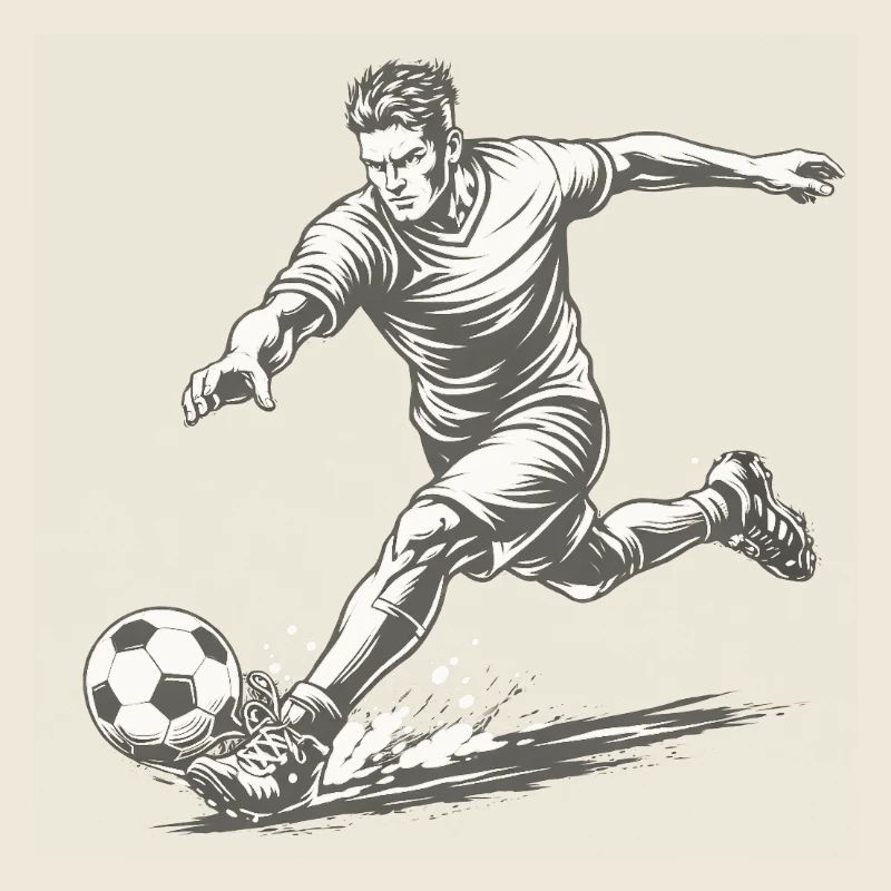 Dynamischer Fußballer im Comic Stil