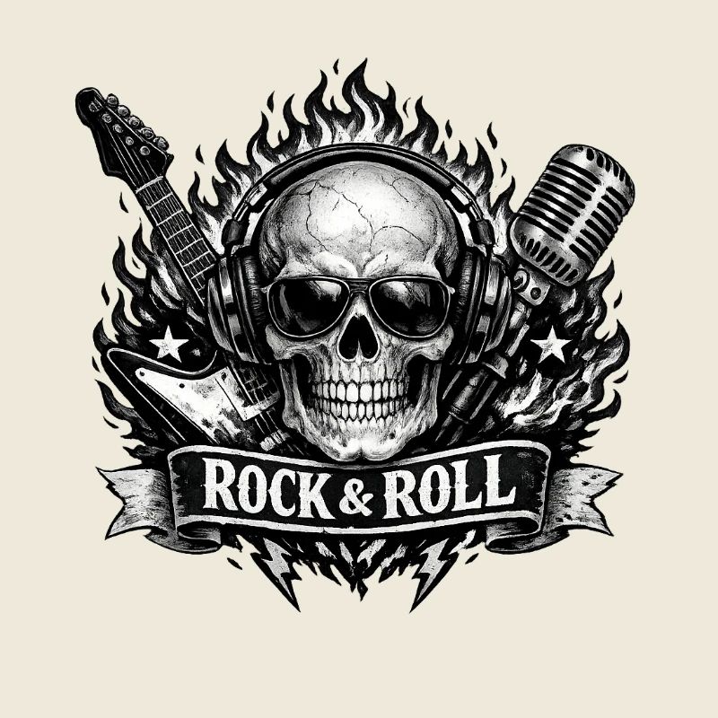 Jupe de crâne avec microphone et guitare