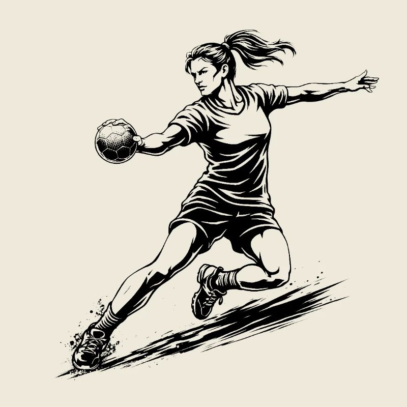 Dynamic handball player illustration