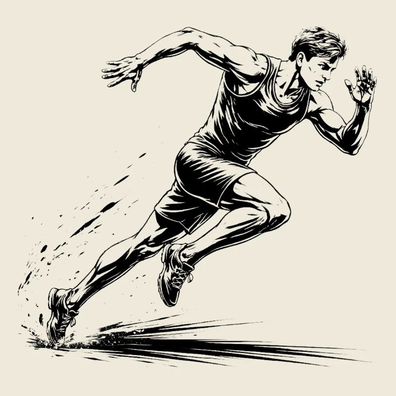 100m Sprinter Action Illustration