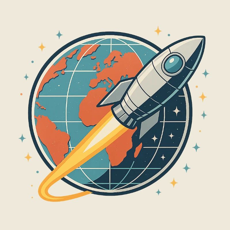 Rocket launch over globe