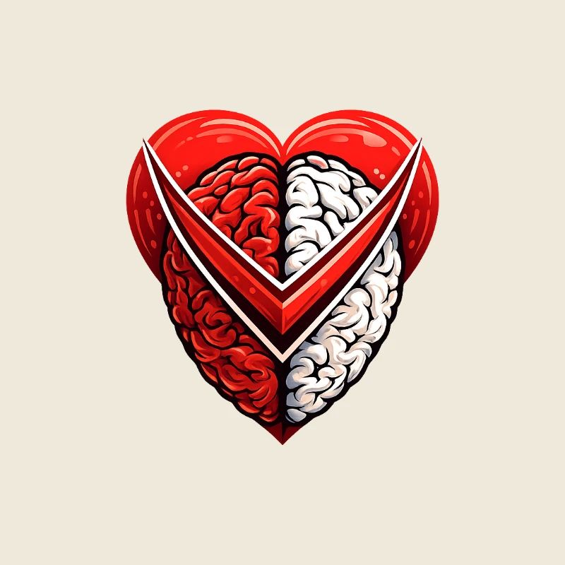 Split Heart Brain Emblem