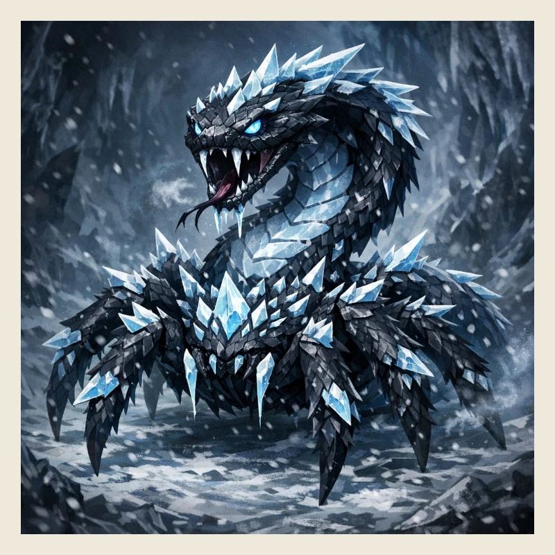 Dragon de Cristal dans une tempête de glace