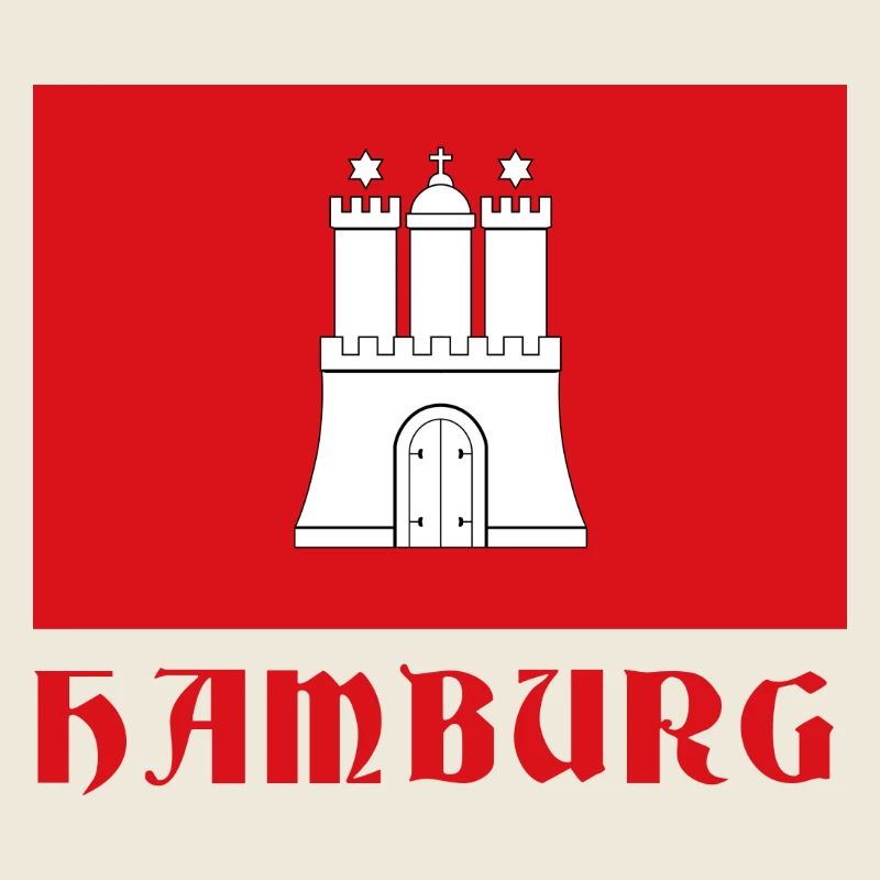 Hamburg castle icon on red background