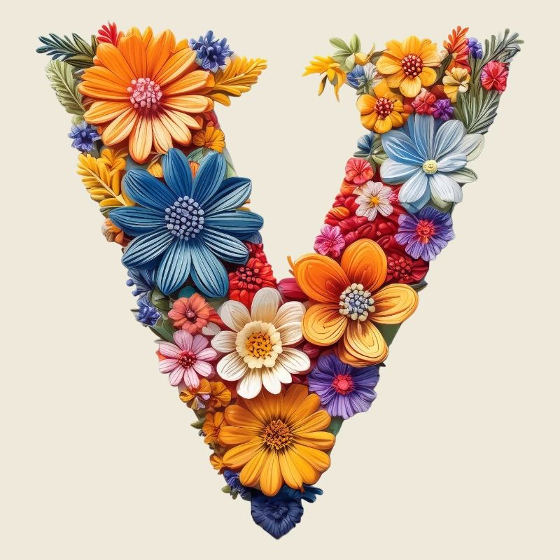 Signe de la victoire ou simplement V dans le design des fleurs