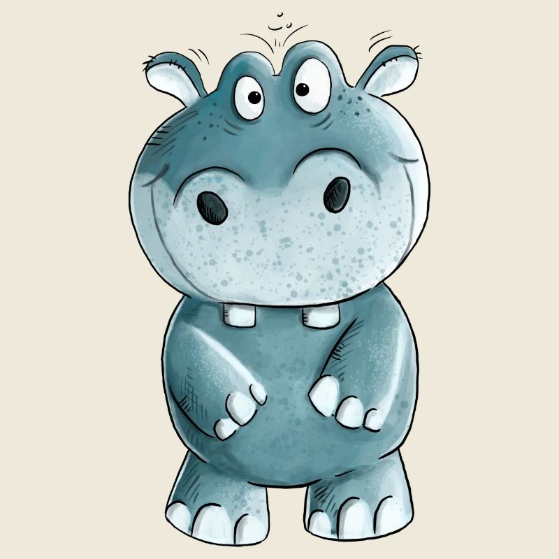 Blaues Nilpferd I Wildtiere Comic